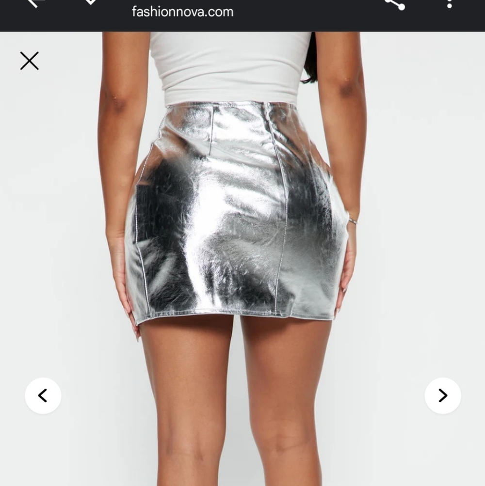 Fashion Nova Shimmering Silver Mini Skirt